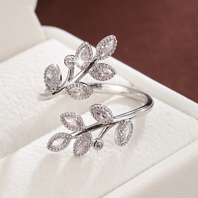 Women's Adjustable Rustic Branch Design Ring with Zirconia